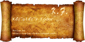 Káplár Fodor névjegykártya